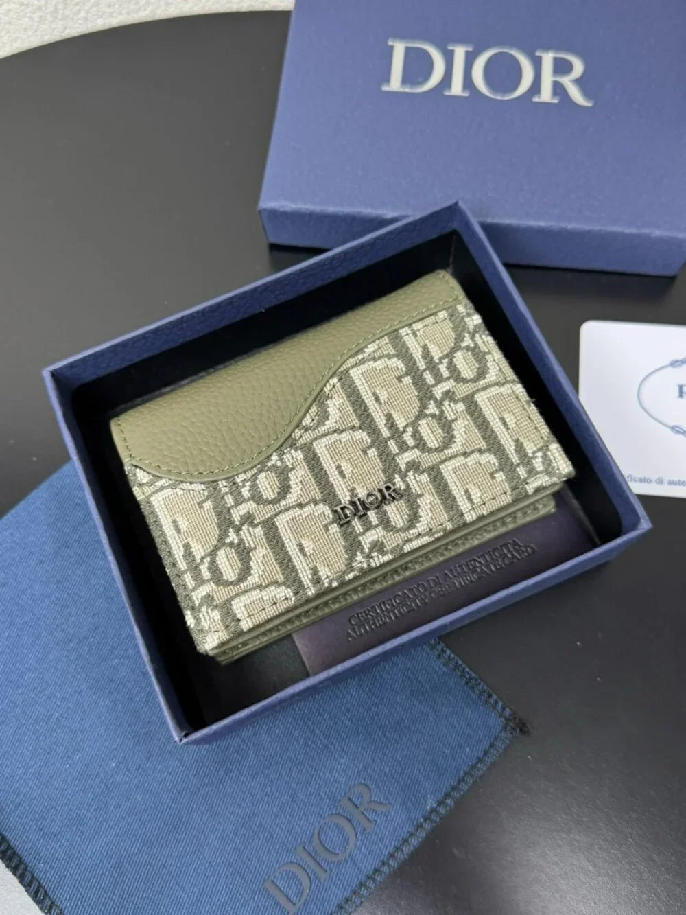 Dior. Saddle Logo Leather Card Holder